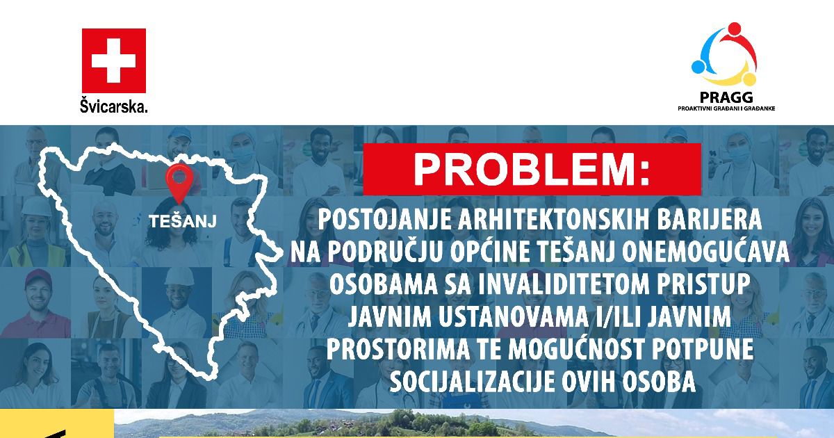  The existence of architectural barriers in the municipality of Tešanj prevents people with disabilities from accessing public institutions and/or public spaces