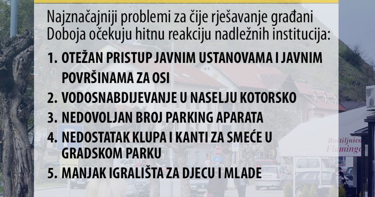 Najznačajniji problemi građana i građanki Doboja 